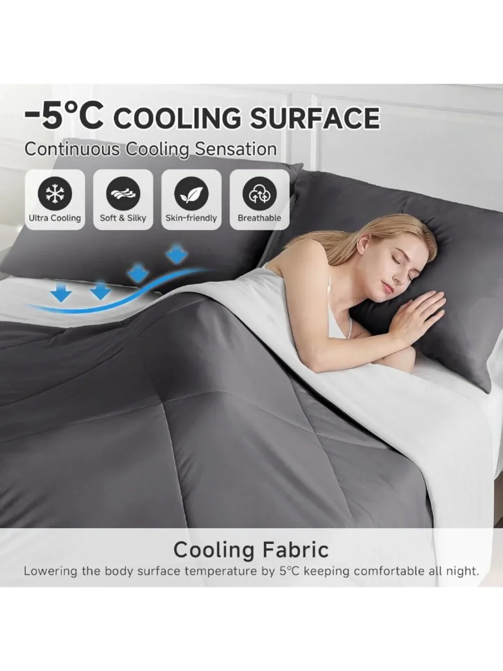 Cooling Comforter for Hot Sleepers, King/Cal King Size, Soft Gray 108